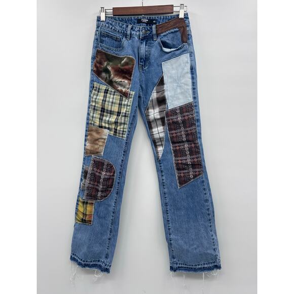 Jaded London Dolls Kill Patchwork Jeans Y2K Grunge Indie Sz 25 Denim Boyfriend - Picture 2 of 11